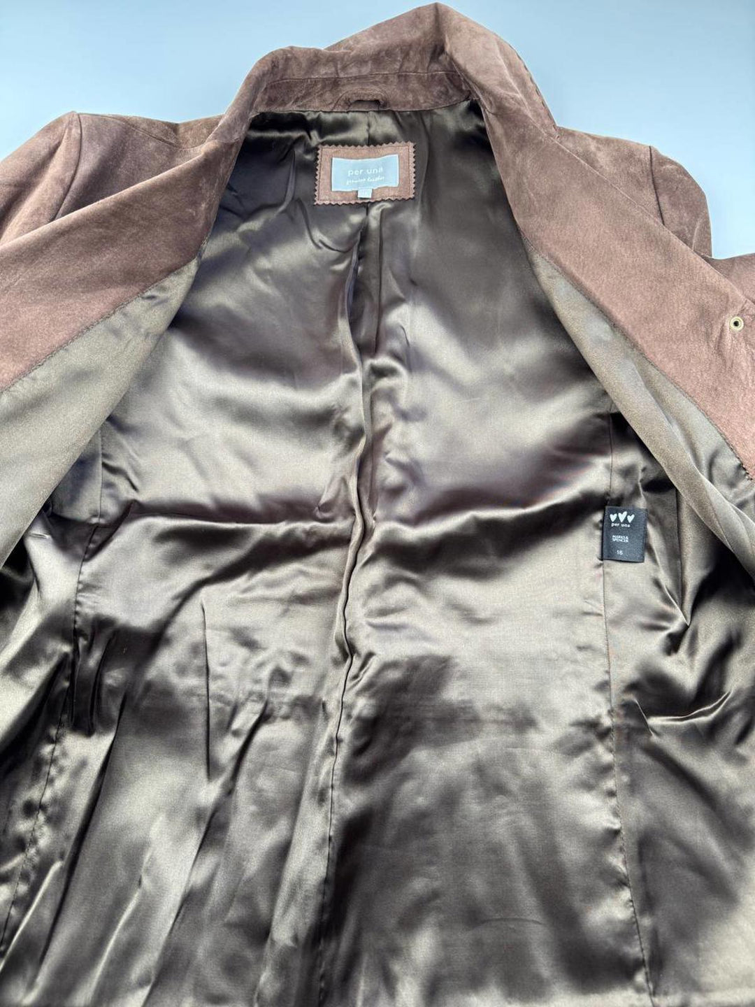 Per Una Genuine Leather  Suede Women's Brown Button-Up Jacket