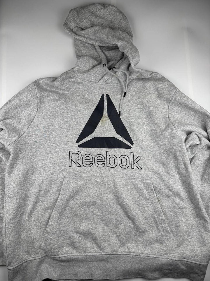 REEBOK Men's Graphic Hoodie Jumper Large Grey Cotton Size 3XL