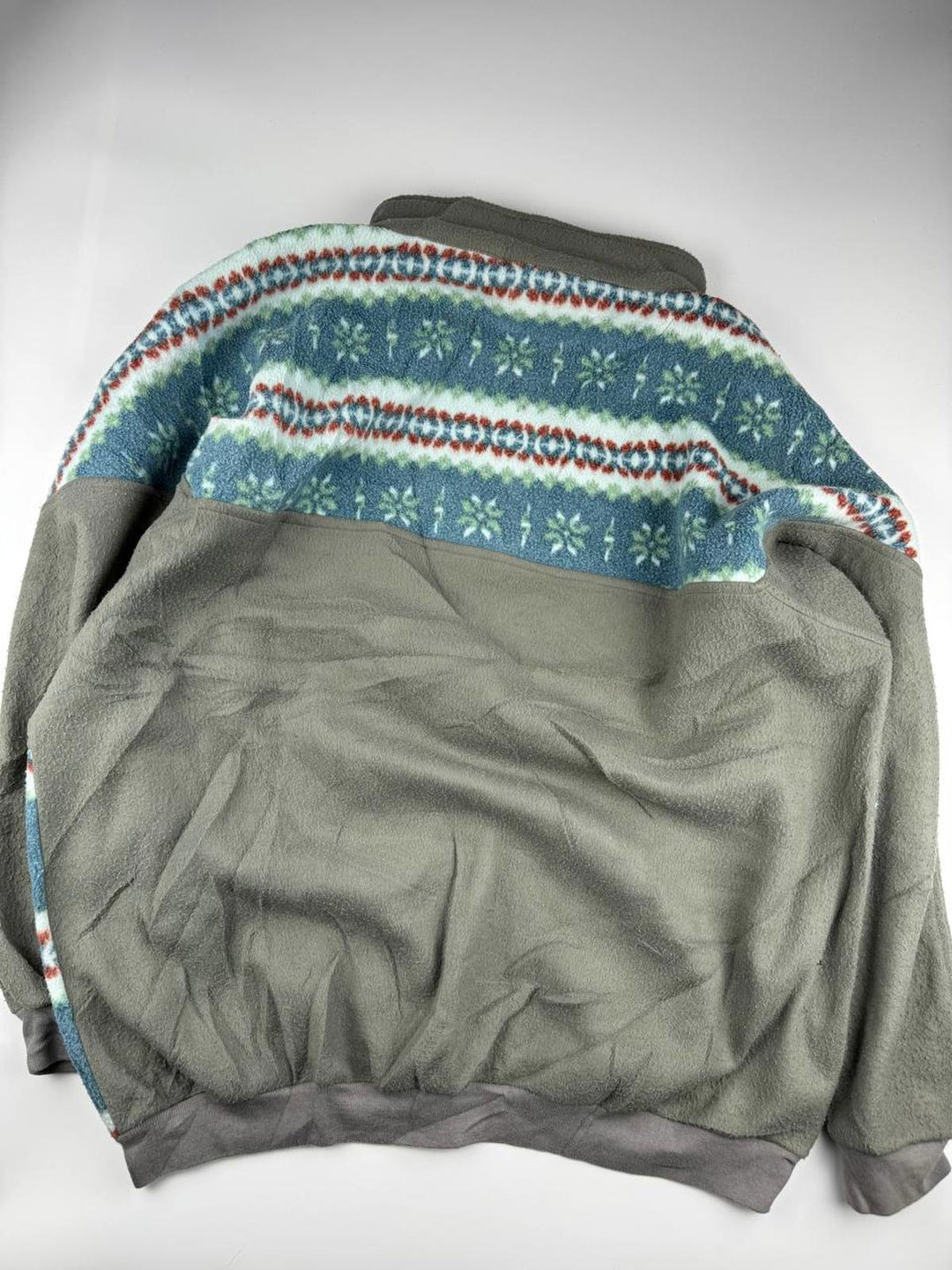 Vintage B Movie Fleece Jacket with Pattern and Embroidered Text