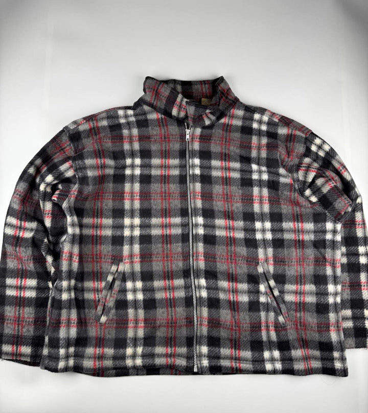 Men's Plaid Fleece Jacket with Full Zip