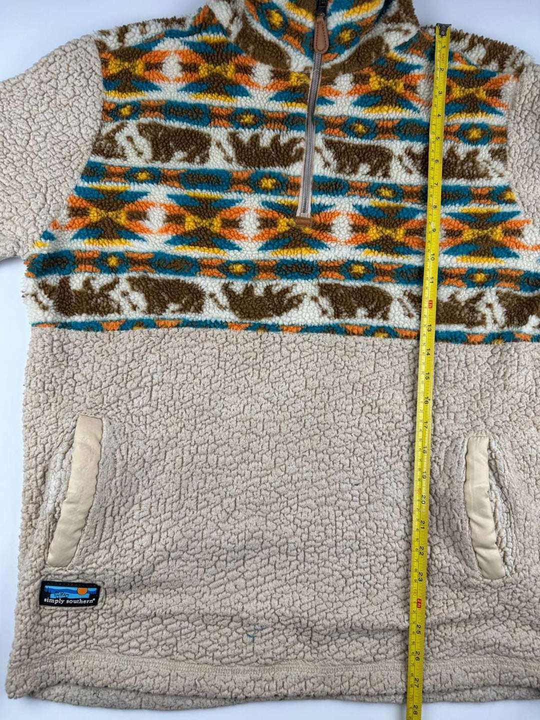 Vintage Fleece Pullover Sweatshirt Animal Print