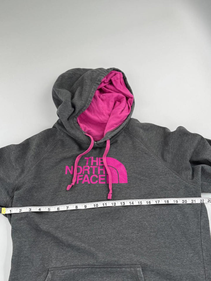 The North Face Hoodie Women's XXL Grey Pink Sweatshirt Pullover Sweater Logo