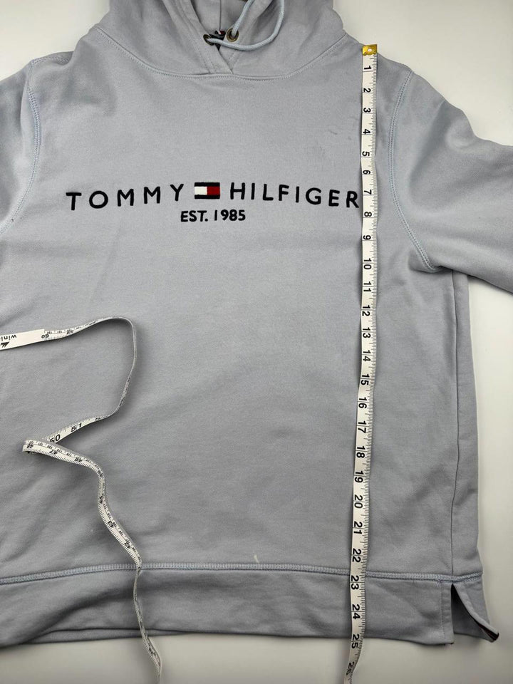 Tommy Hilfiger embroidered flag logo hoodie in grey marl