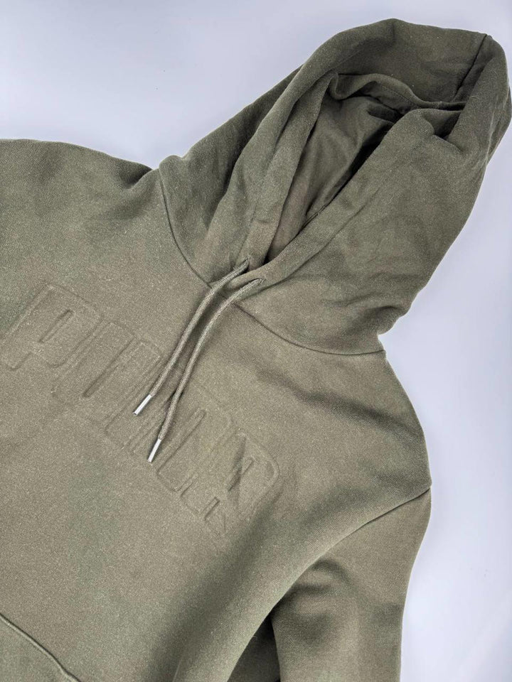 Puma Sweatshirt Men Size Small Olive Green Hoodie Embossed Logo