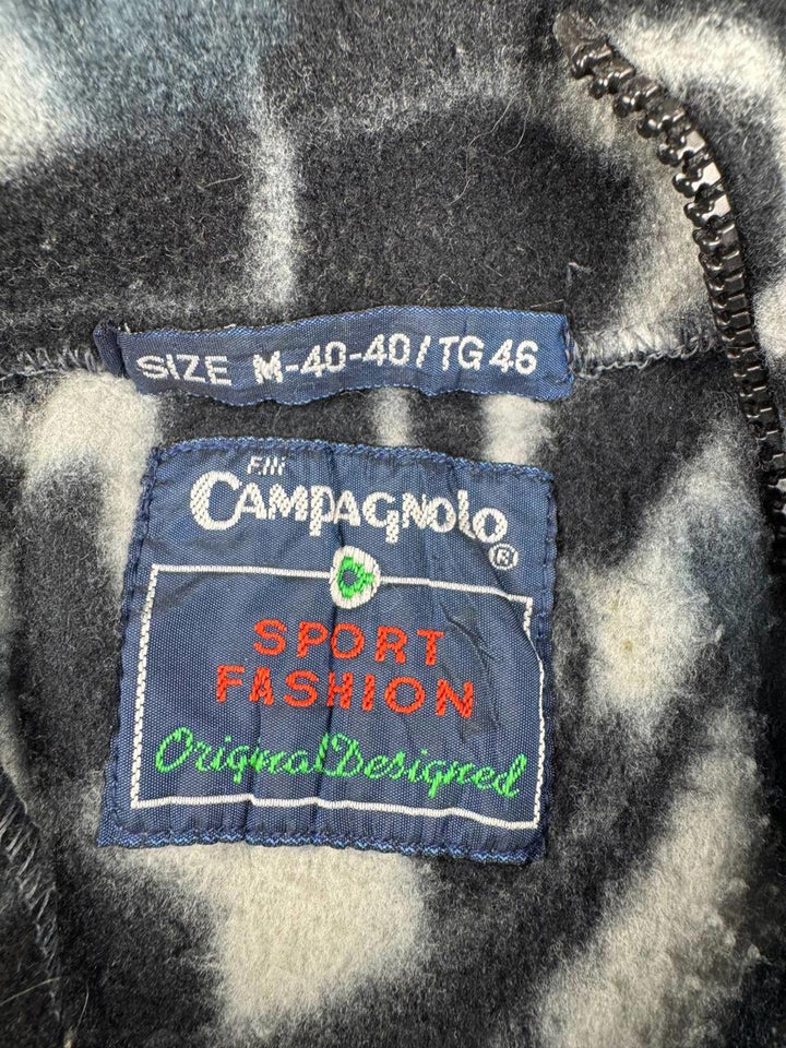 Vintage Patterned Fleece Jacket with Half-Zip Size M