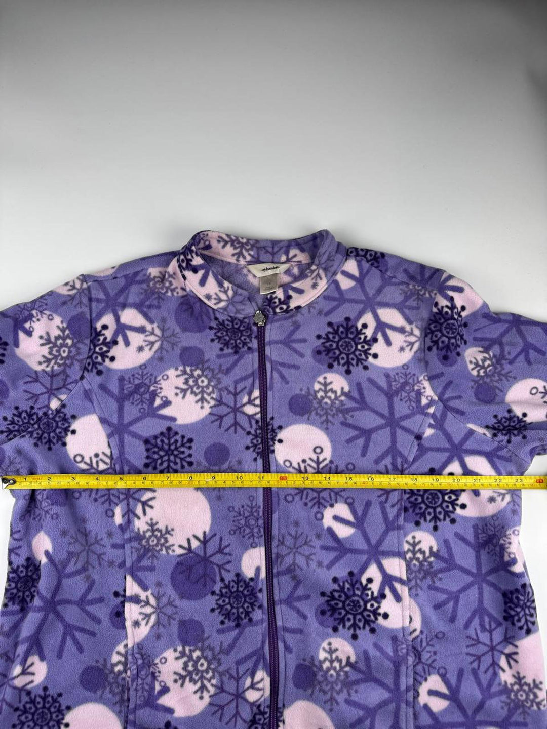 Vintage Women's Purple Snowflake Print Fleece Jacket