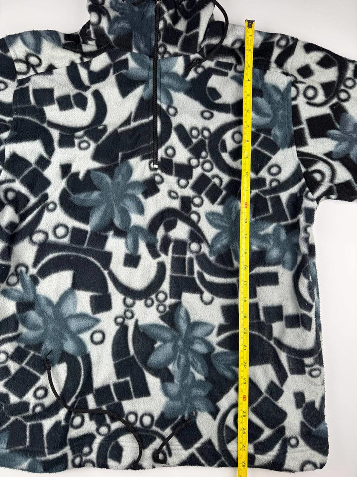 Vintage Patterned Fleece Jacket with Half-Zip Size M