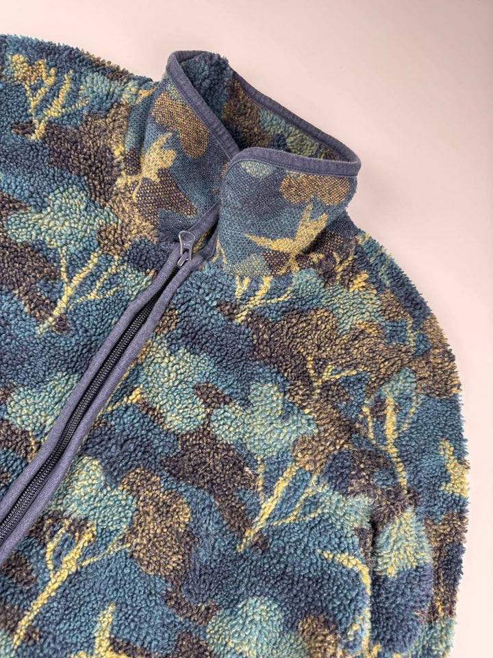 Vintage Fleece Jacket with Nature Print Size