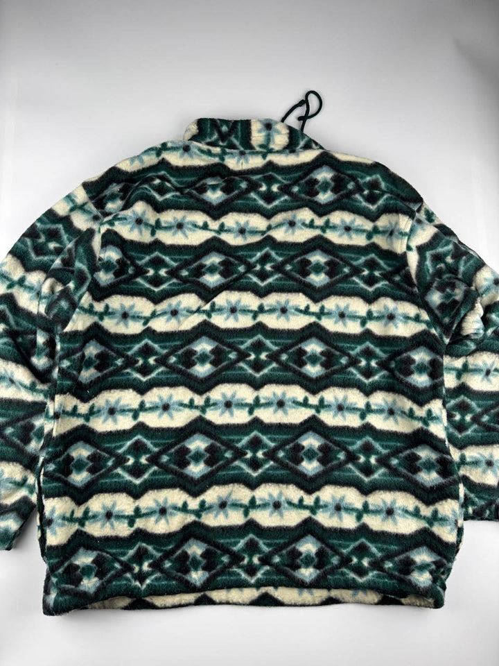 Vintage Women's Fleece Jacket with Geometric Pattern