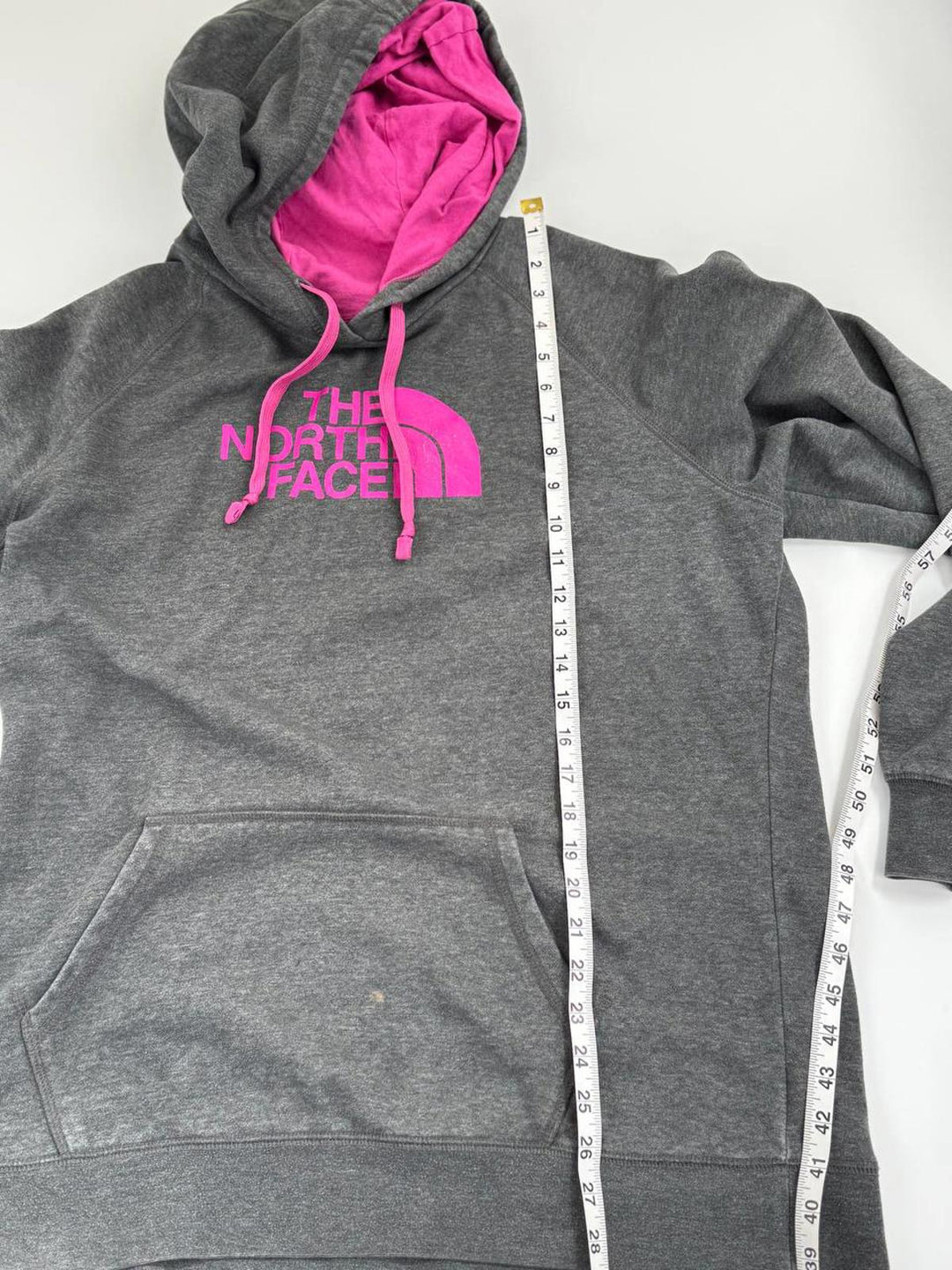 The North Face Hoodie Women's XXL Grey Pink Sweatshirt Pullover Sweater Logo