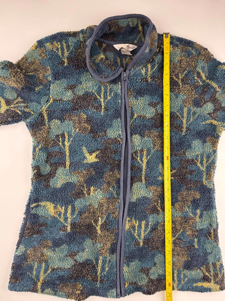 Vintage Fleece Jacket with Nature Print Size