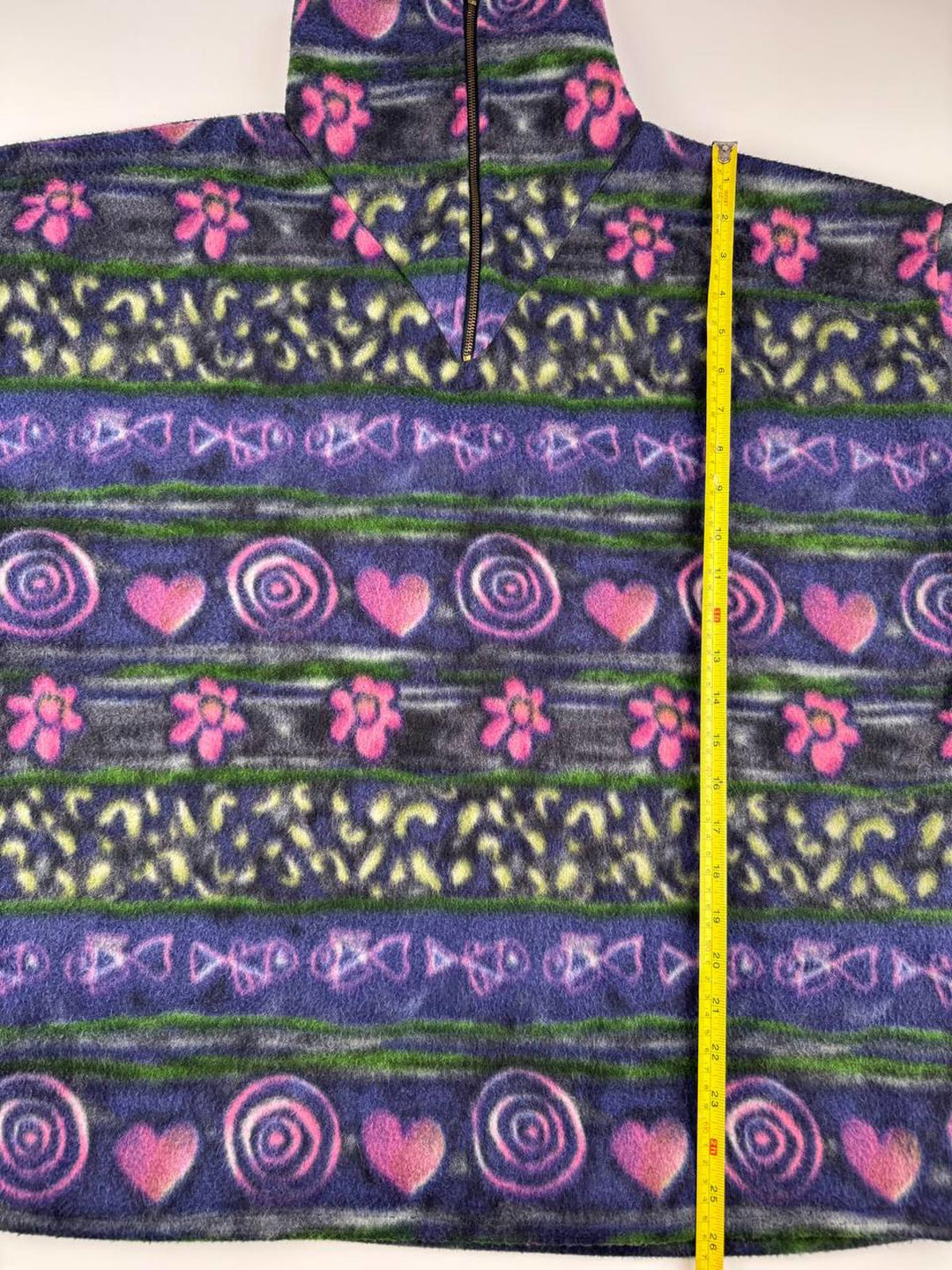 Vintage Women's Patterned Half-Zip Fleece Pullover Sweatshirt