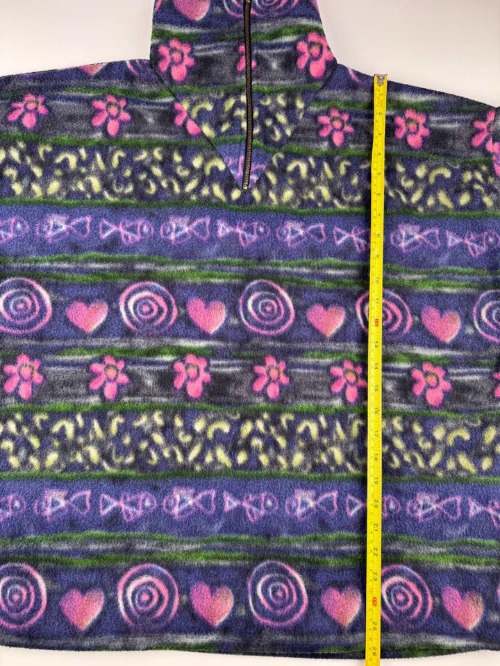 Vintage Women's Patterned Half-Zip Fleece Pullover Sweatshirt