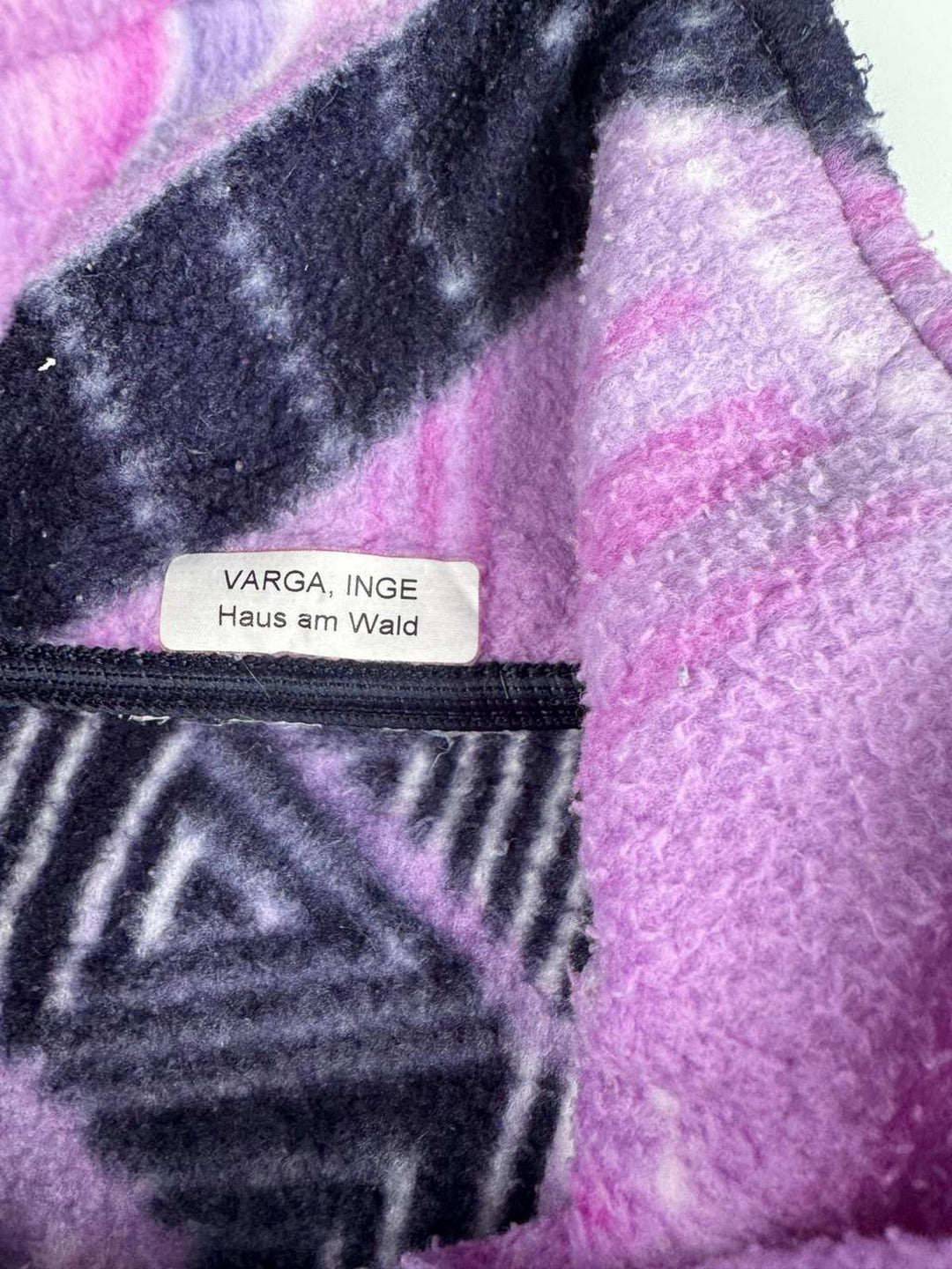 Vintage Patterned Fleece Zip-Up Jacket