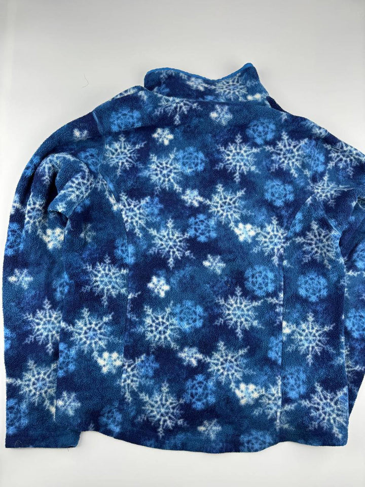 Vintage Blue Snowflake Pattern Fleece Pullover Sweatshirt