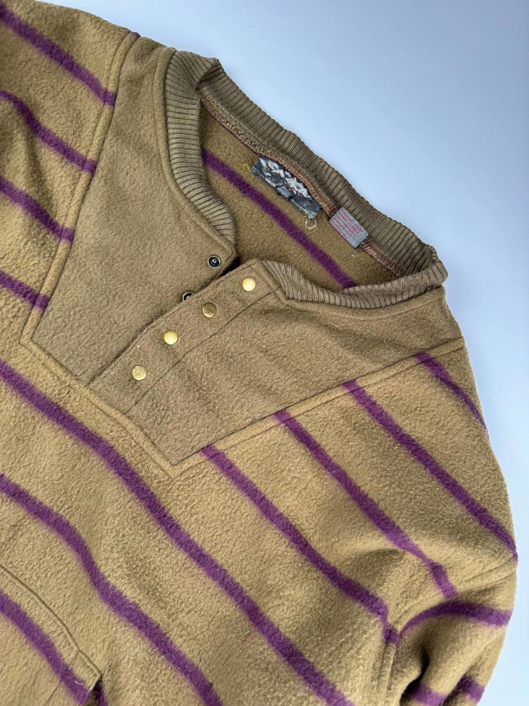 Men's Striped Pullover Sweater with Button Detail