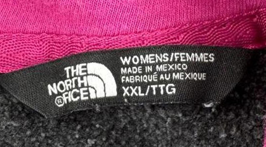 The North Face Hoodie Women's XXL Grey Pink Sweatshirt Pullover Sweater Logo