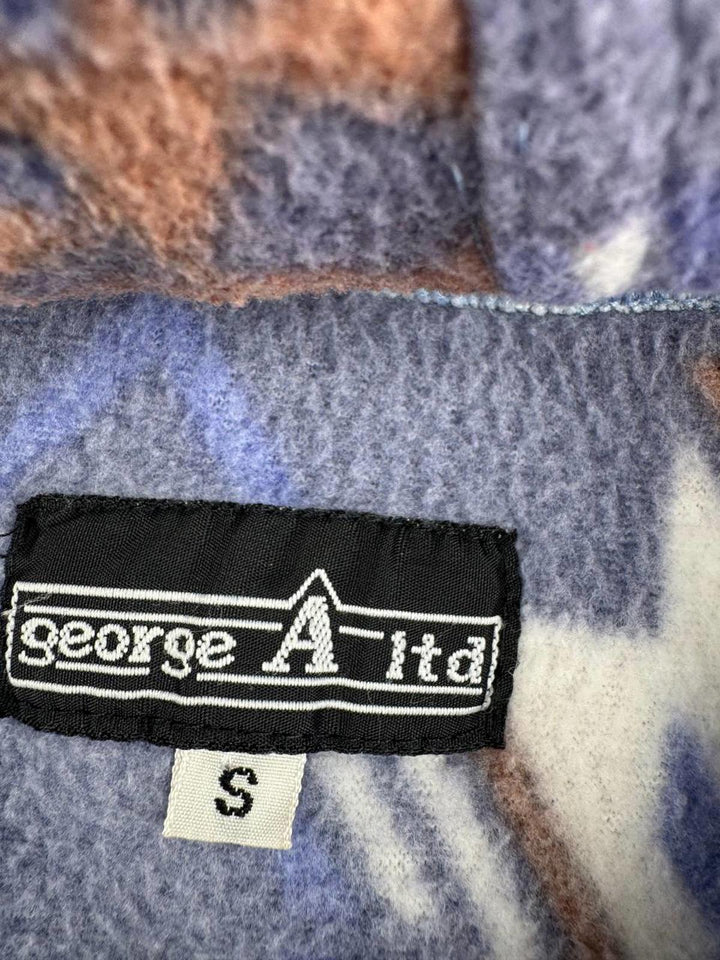 Vintage Women's Patterned Zip-Up Fleece Jacket with Hood