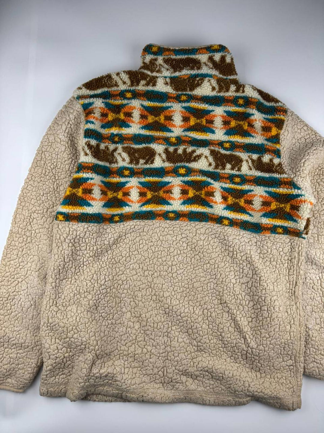 Vintage Fleece Pullover Sweatshirt Animal Print