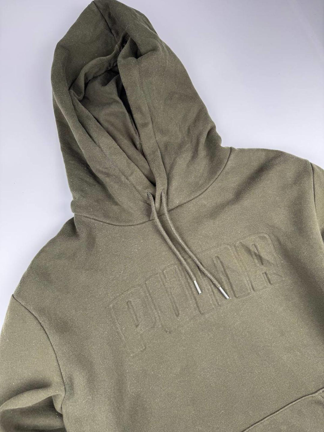 Puma Sweatshirt Men Size Small Olive Green Hoodie Embossed Logo