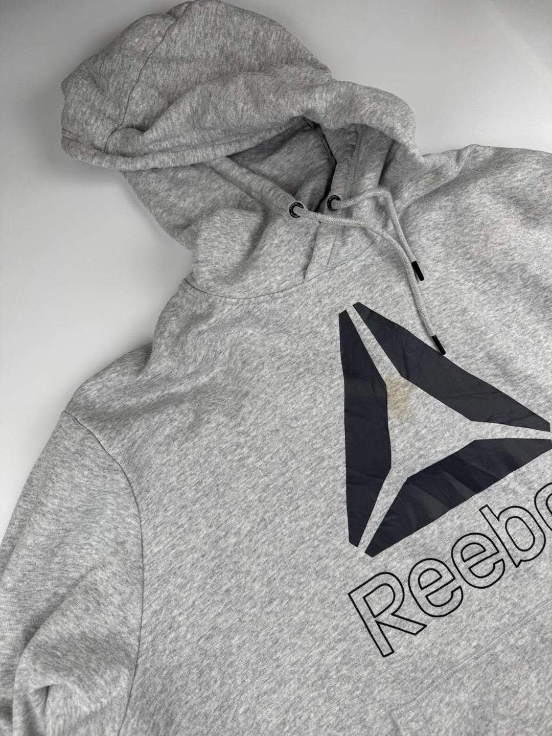 REEBOK Men's Graphic Hoodie Jumper Large Grey Cotton Size 3XL