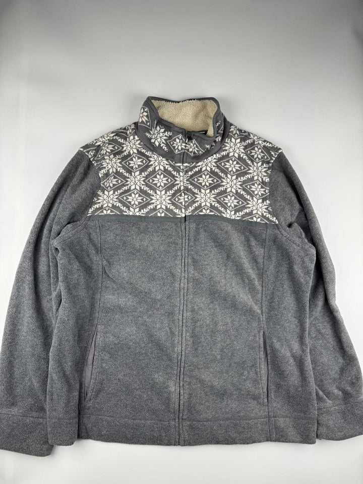 Vintage Women's Grey Fleece Jacket Patterned