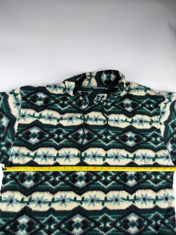 Vintage Women's Fleece Jacket with Geometric Pattern