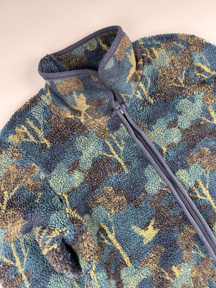 Vintage Fleece Jacket with Nature Print Size
