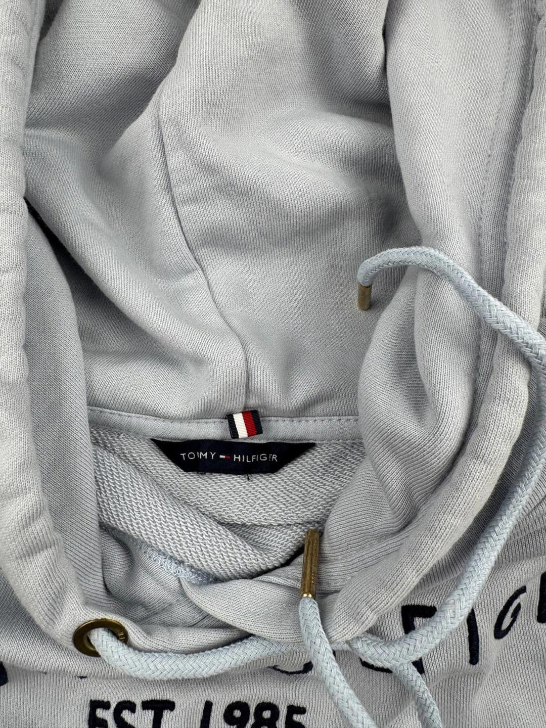 Tommy Hilfiger embroidered flag logo hoodie in grey marl