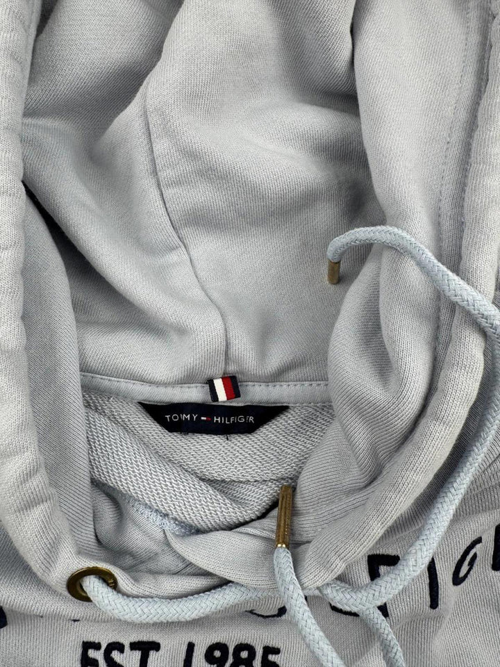 Tommy Hilfiger embroidered flag logo hoodie in grey marl