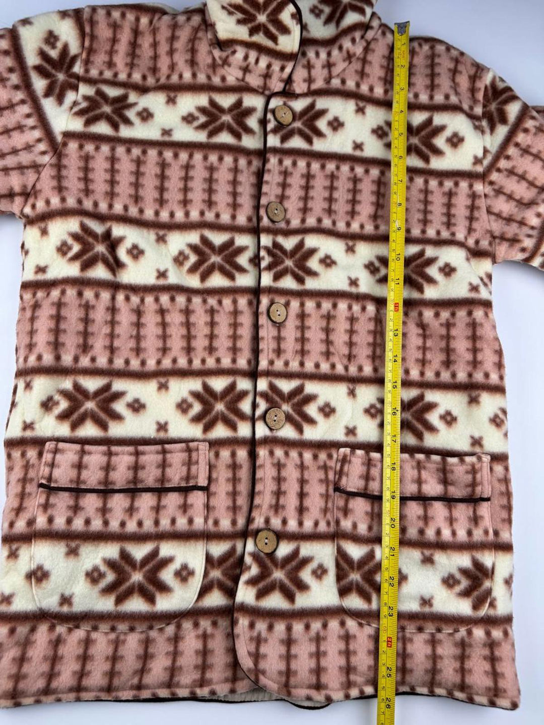 Vintage Women's Fleece Jacket with Geometric Pattern