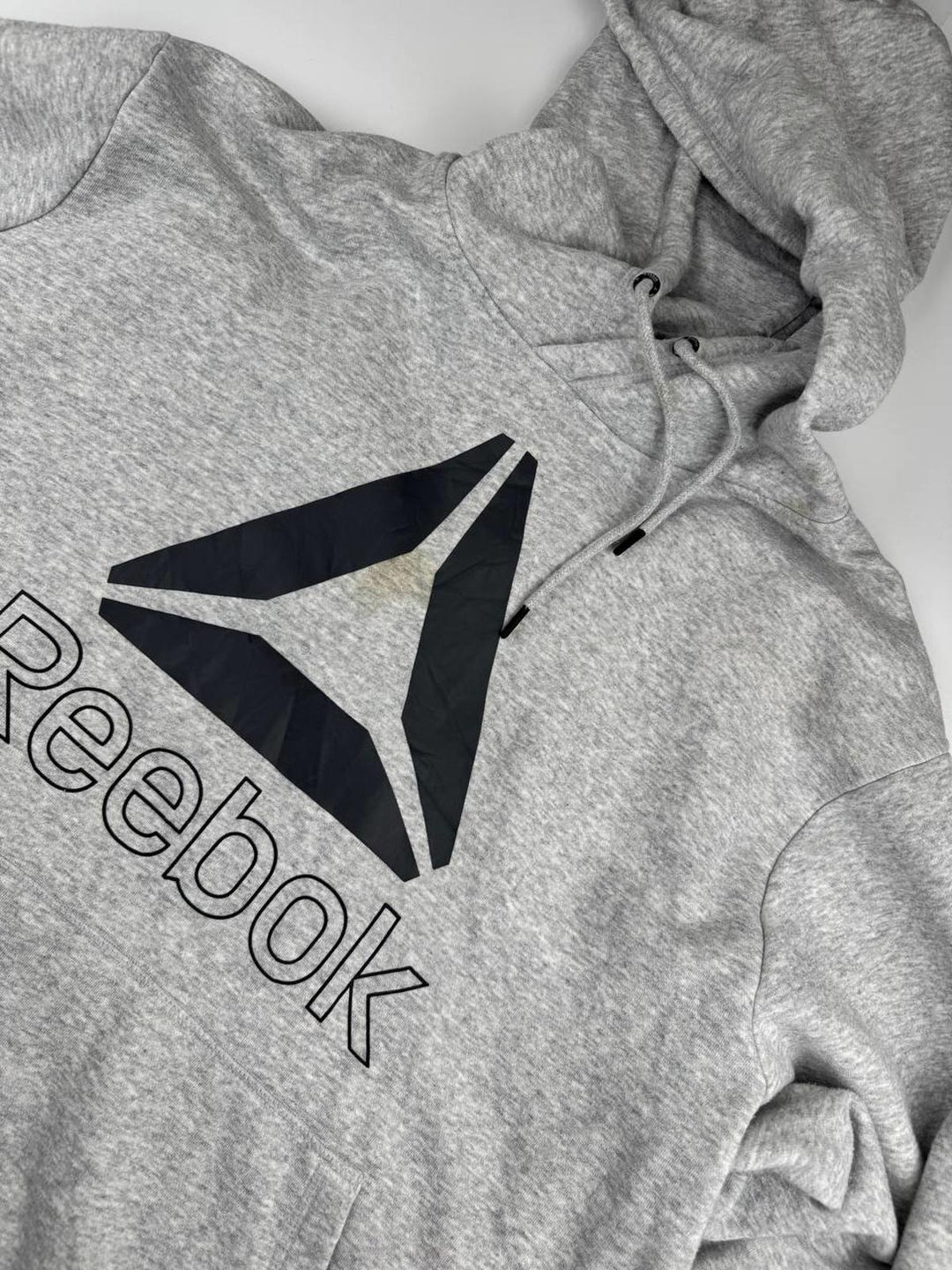 REEBOK Men's Graphic Hoodie Jumper Large Grey Cotton Size 3XL