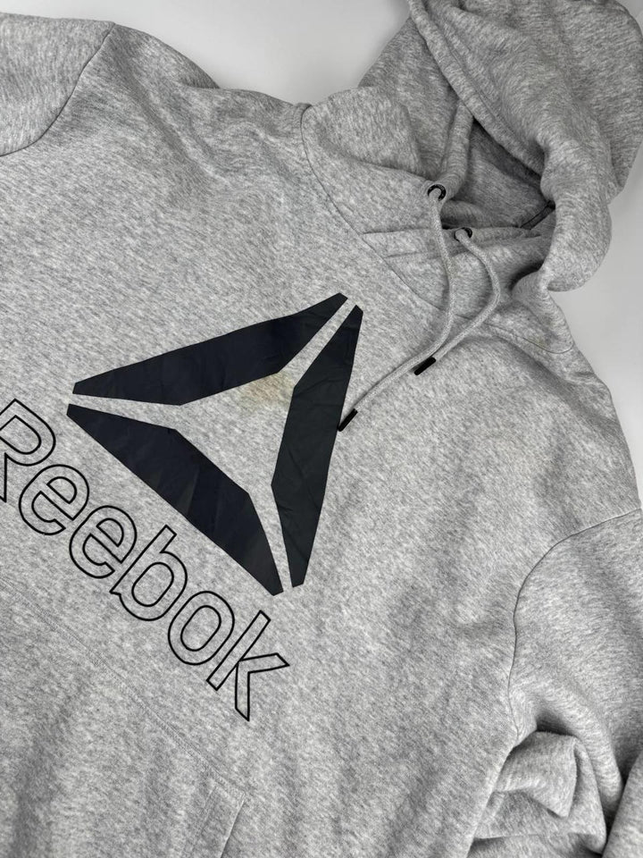 REEBOK Men's Graphic Hoodie Jumper Large Grey Cotton Size 3XL