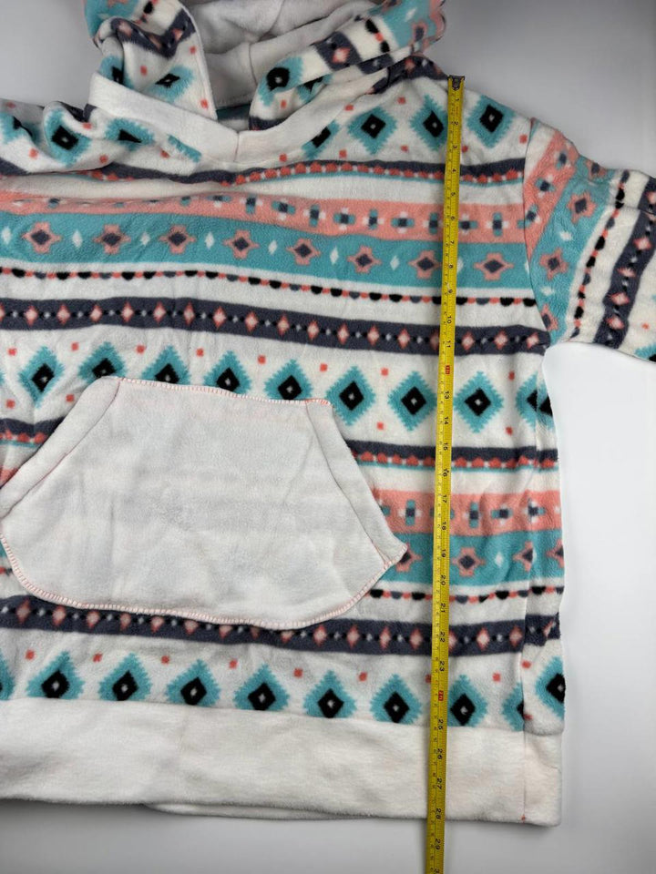 Vintage Women's Hooded Pullover Sweatshirt Fleece with Geometric Pattern Size see pics
