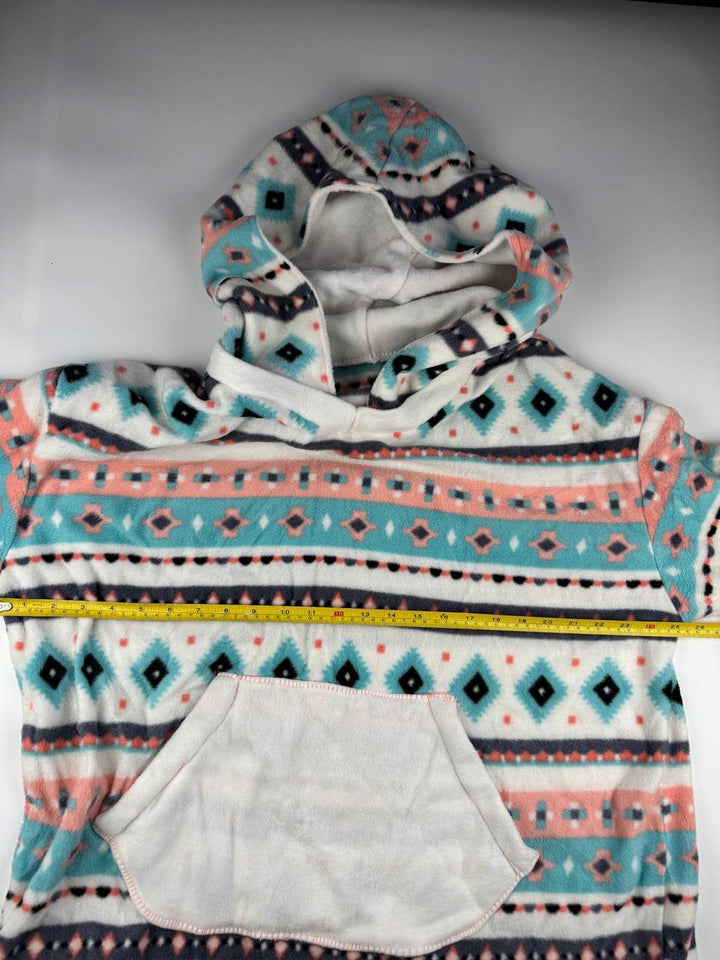 Vintage Women's Hooded Pullover Sweatshirt Fleece with Geometric Pattern Size see pics