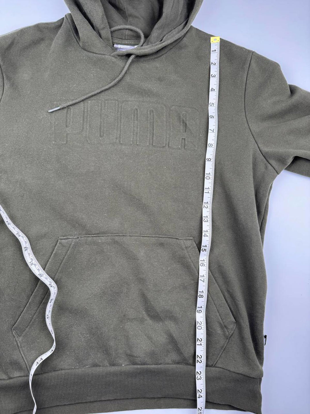 Puma Sweatshirt Men Size Small Olive Green Hoodie Embossed Logo