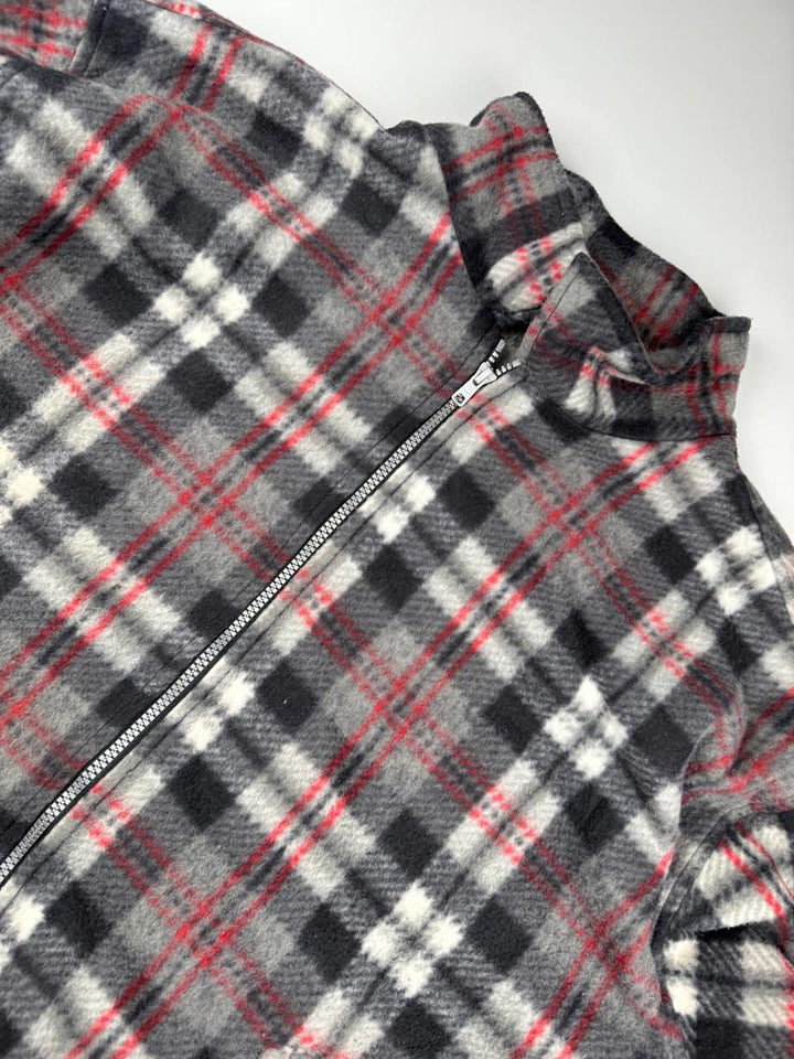 Men's Plaid Fleece Jacket with Full Zip