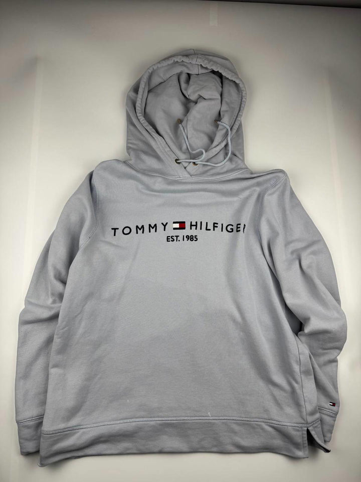 Tommy Hilfiger embroidered flag logo hoodie in grey marl