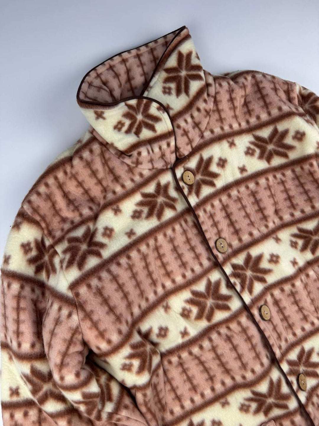 Vintage Women's Fleece Jacket with Geometric Pattern