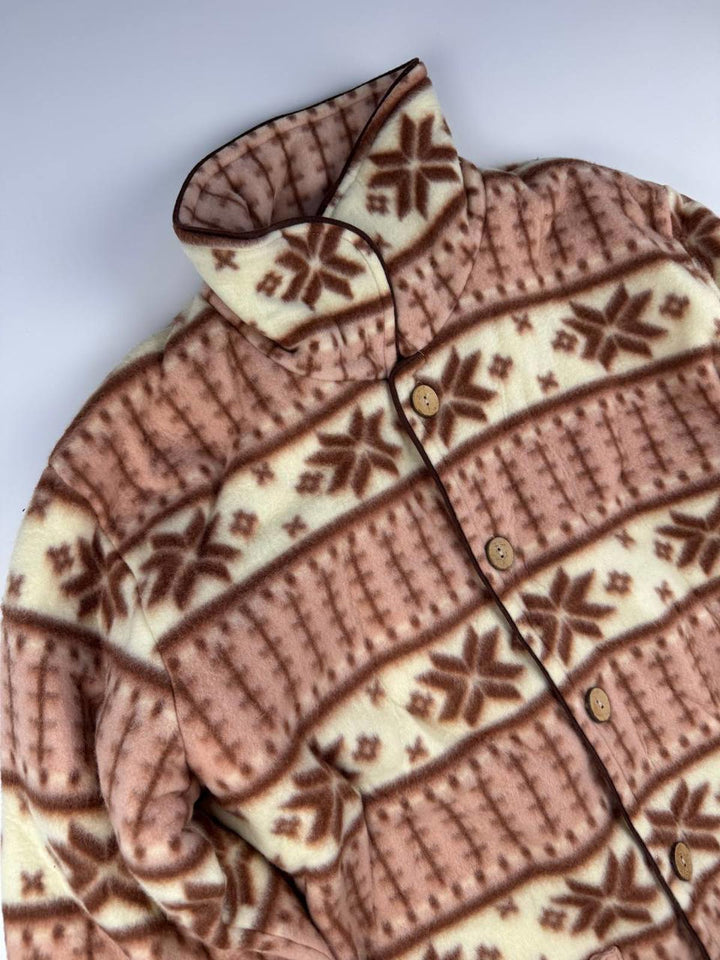 Vintage Women's Fleece Jacket with Geometric Pattern