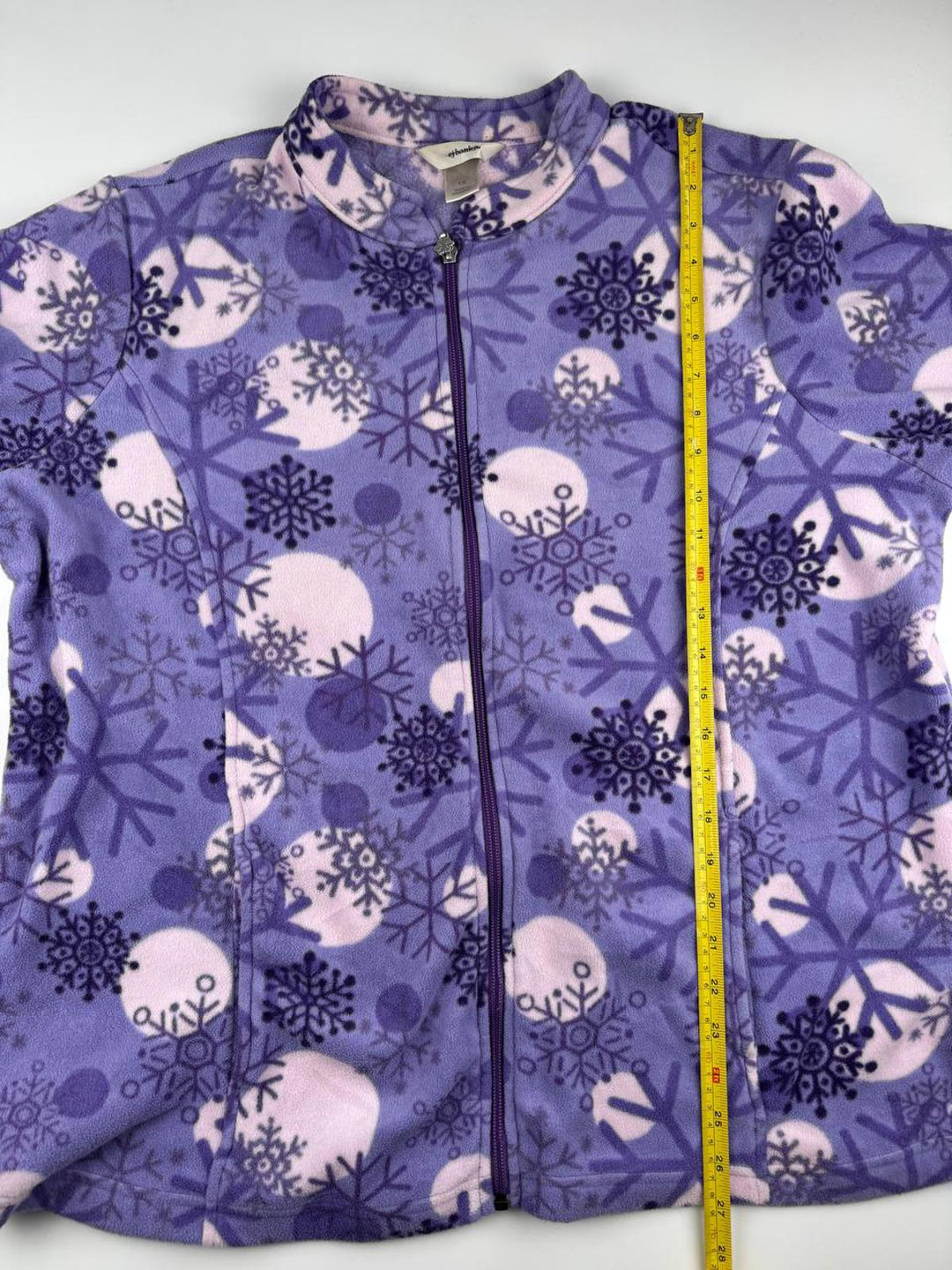 Vintage Women's Purple Snowflake Print Fleece Jacket