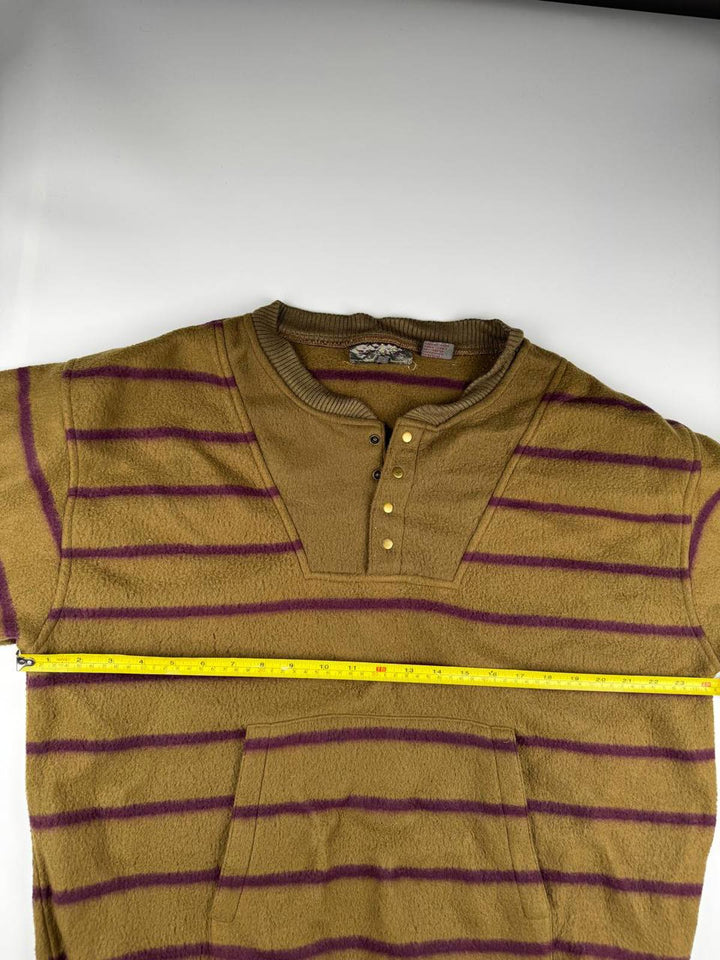 Men's Striped Pullover Sweater with Button Detail