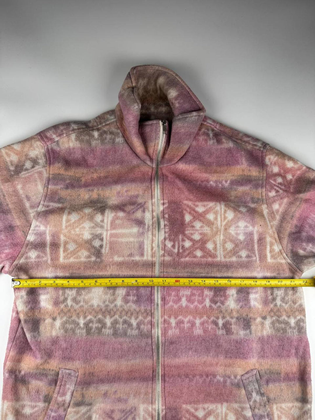 Women's Pink and Beige Patterned Fleece Jacket