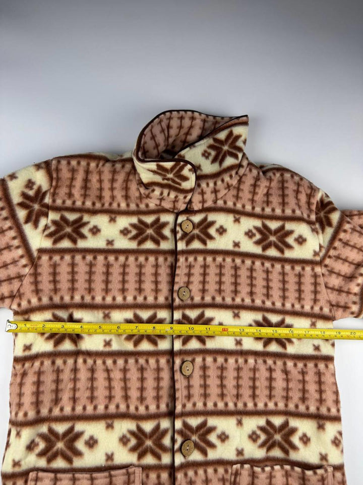 Vintage Women's Fleece Jacket with Geometric Pattern