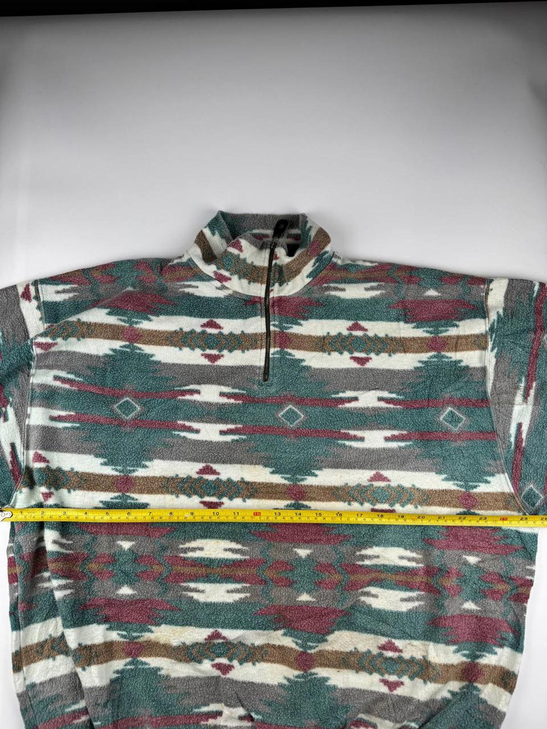 Vintage Patterned Fleece Jacket with Quarter Zip