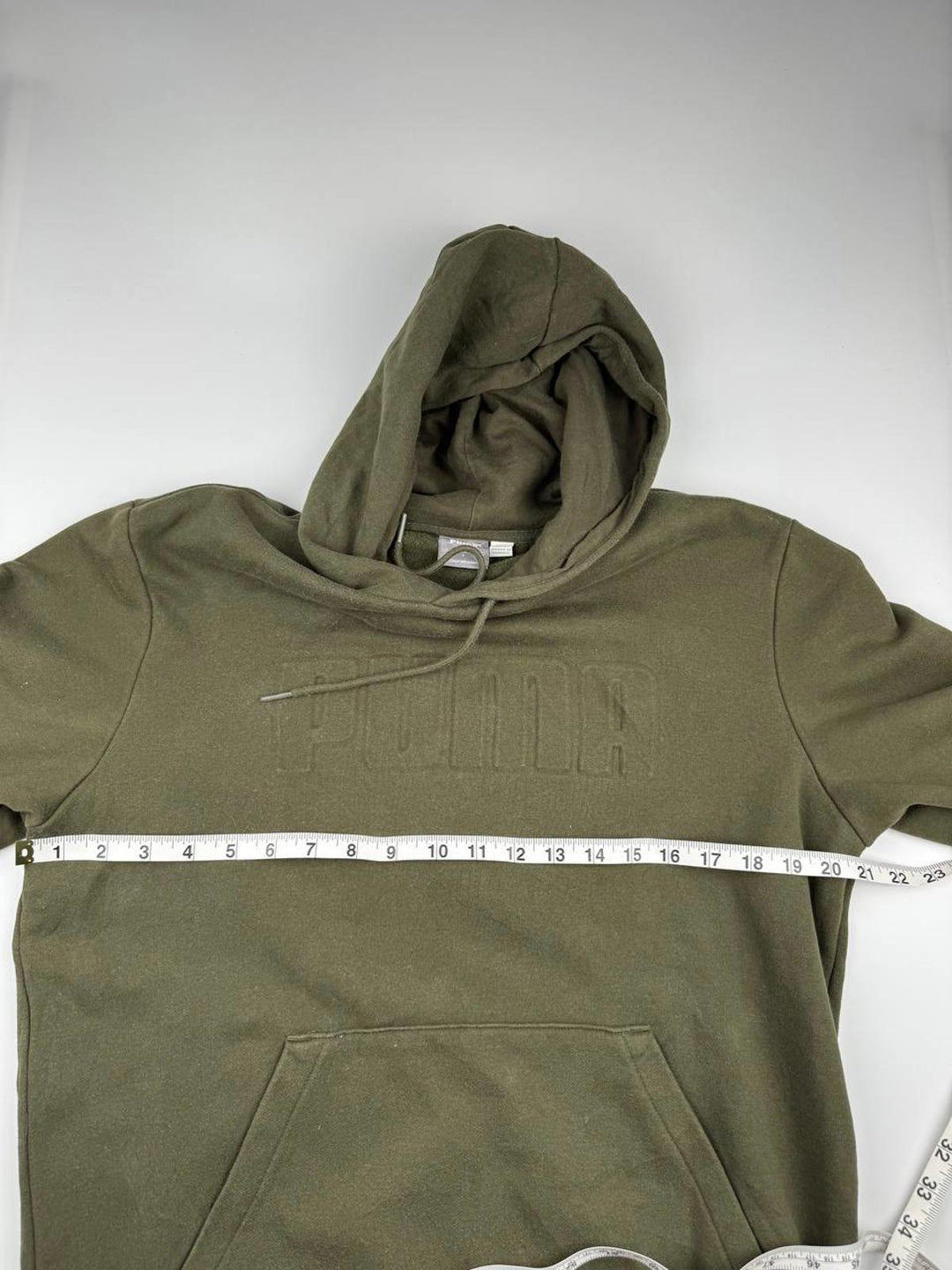 Puma Sweatshirt Men Size Small Olive Green Hoodie Embossed Logo