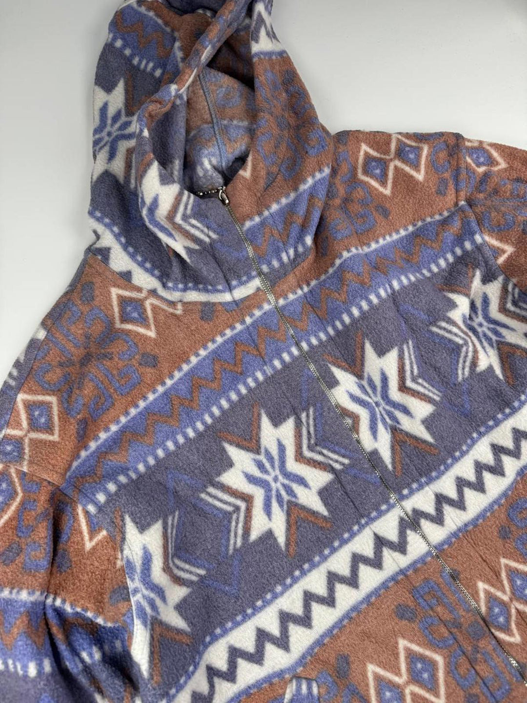Women's Patterned Fleece Jacket with Hood Size S