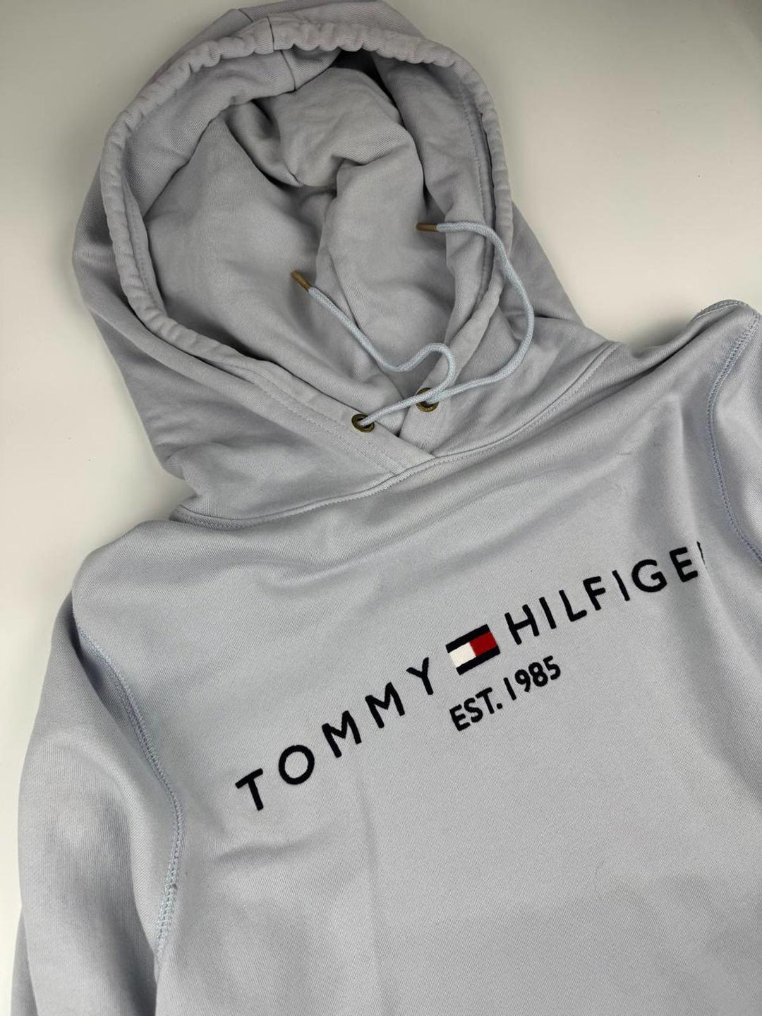 Tommy Hilfiger embroidered flag logo hoodie in grey marl
