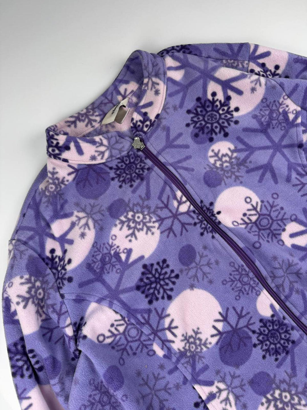 Vintage Women's Purple Snowflake Print Fleece Jacket