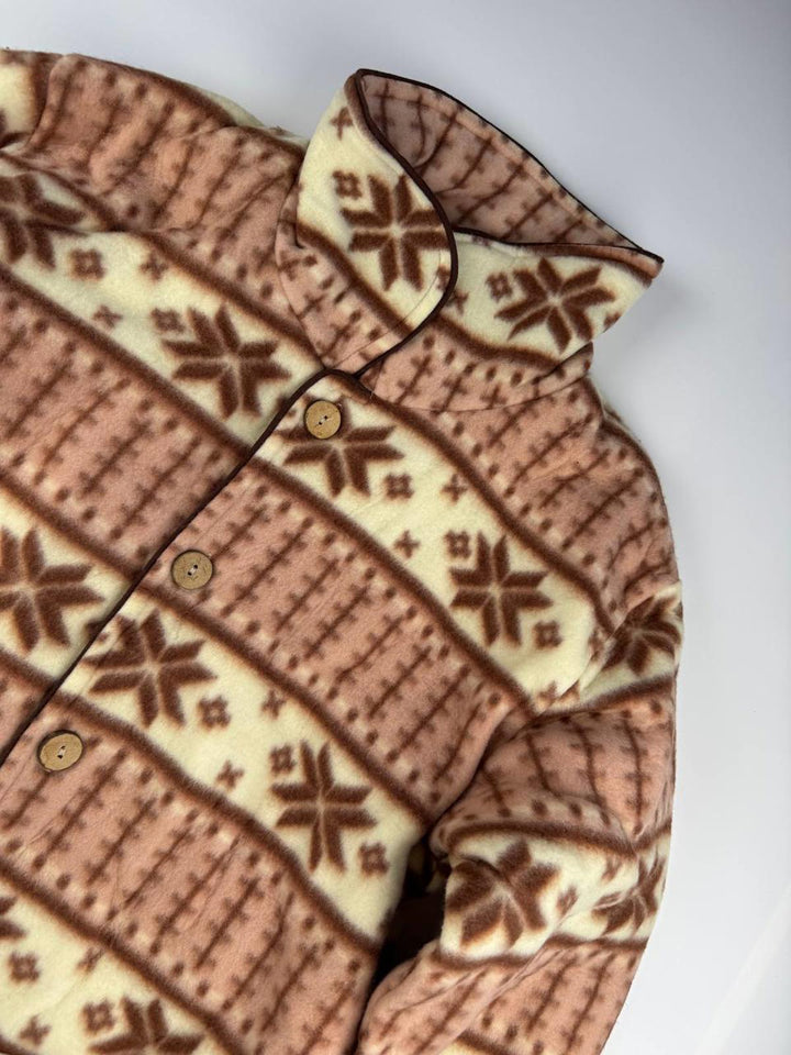 Vintage Women's Fleece Jacket with Geometric Pattern